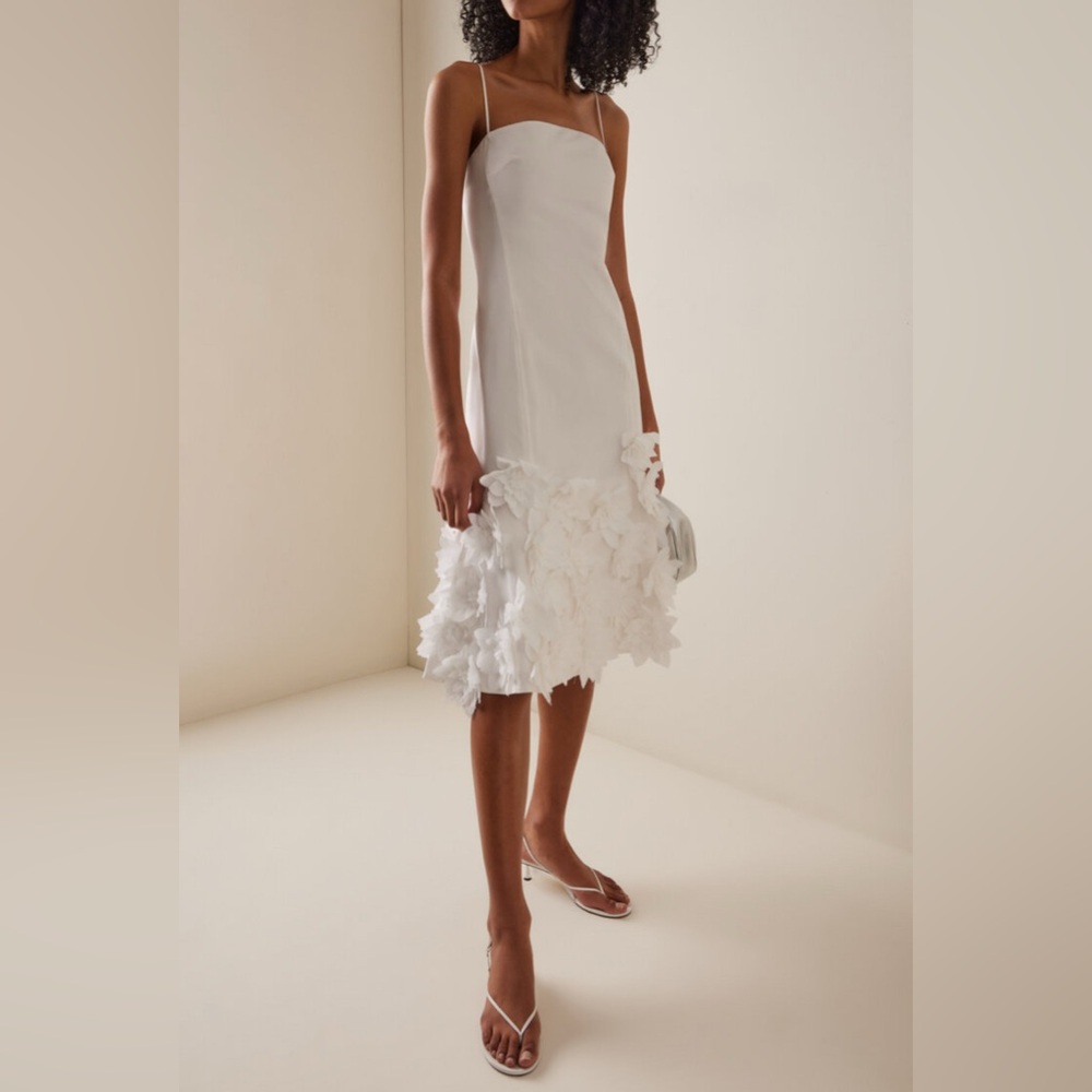 SIMKHAI - Bella Floral-Appliquéd Cotton Poplin Midi Dress